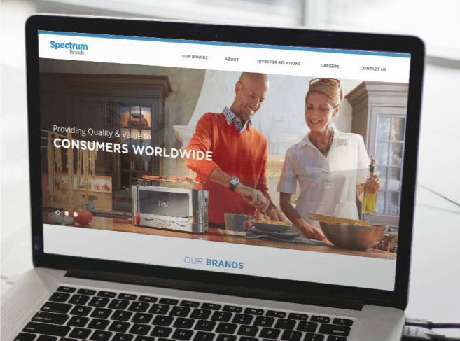 Spectrum Brands website redeisng on laptop